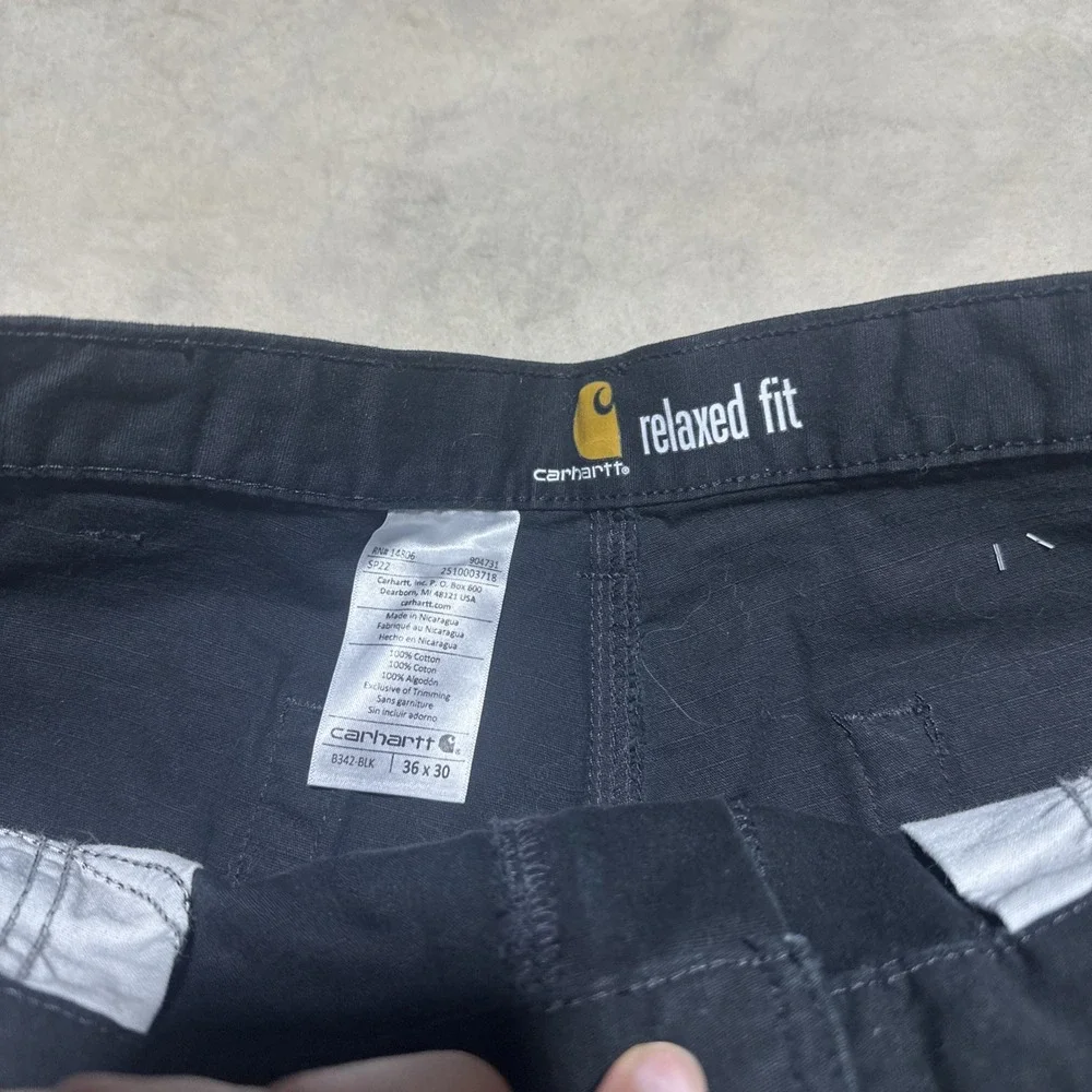 Carhartt Cargo Pants Men's SZ 36x30 Black B342-BLK Relaxed Fit Ripstop Workwear